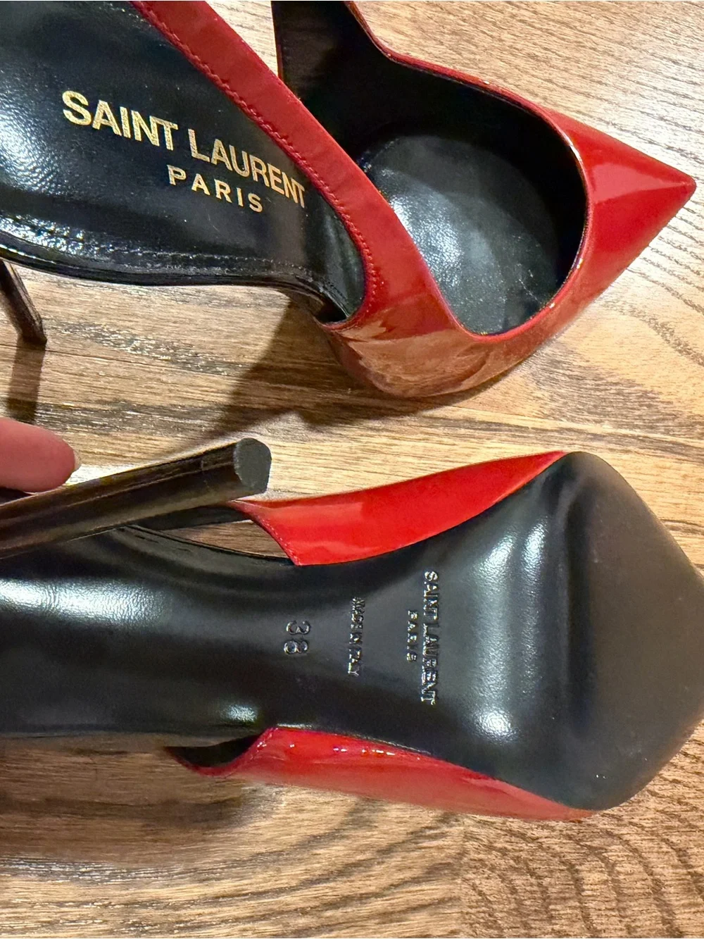 Saint Laurent Red Patent Pointed Slingback Pumps YSL - Picture 13 of 16